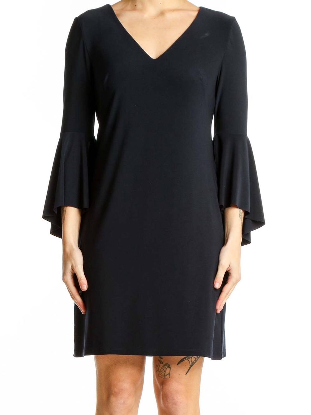 Lauren Ralph Lauren Black V-Neck Bell Sleeve Shift Dress Size 4